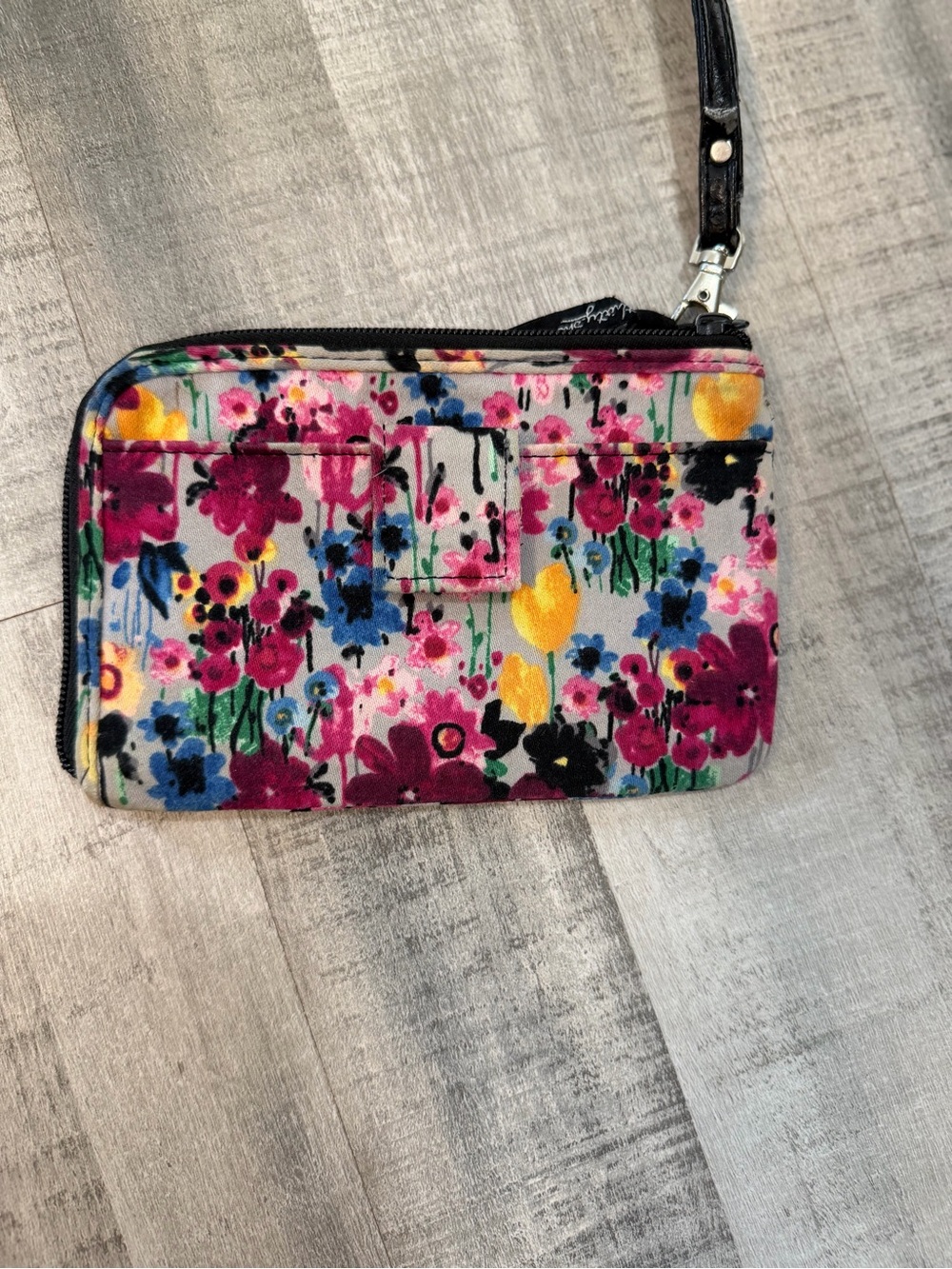 Thirty-One Floral Makeup Bag & Matching Wallet Wristlet Set Gray Pink Blue - Picture 9 of 12